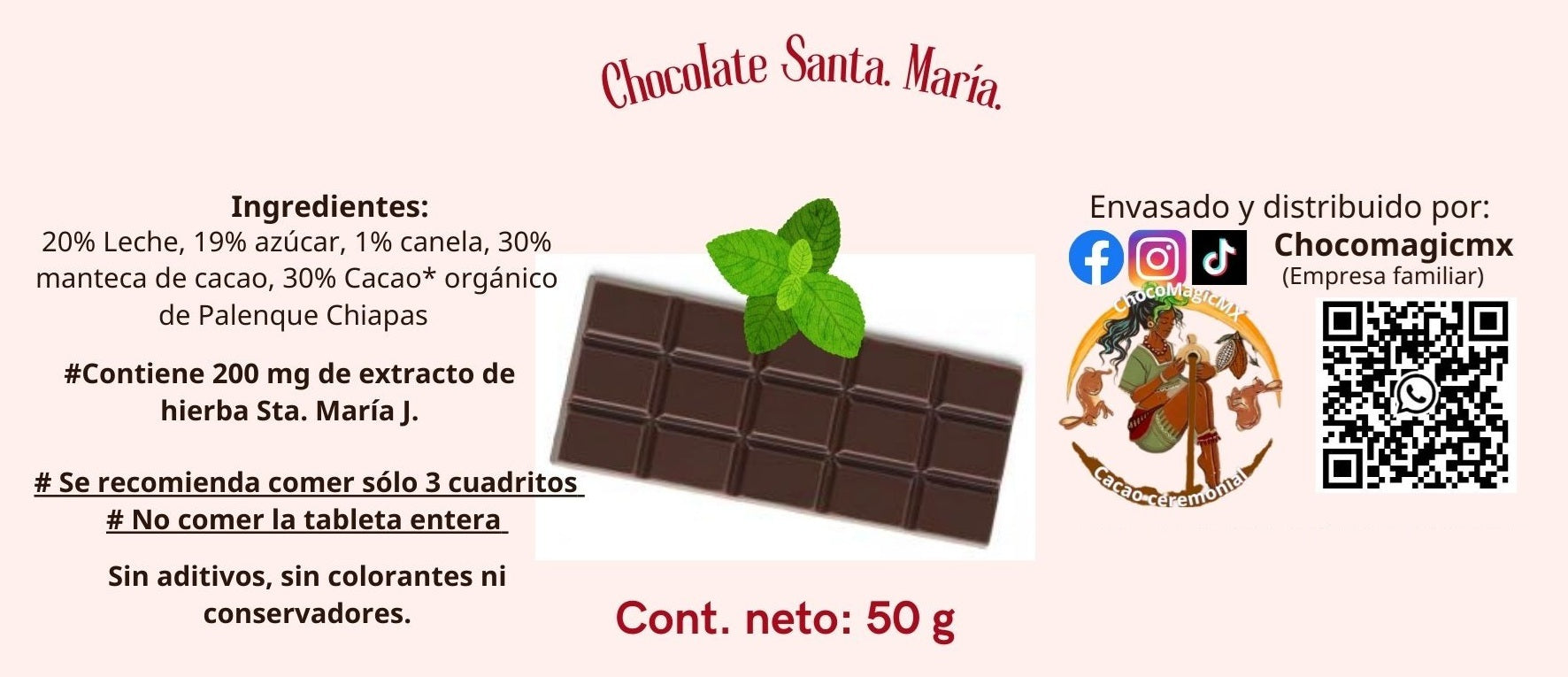 Santa María | Barra de 50 g de chocolate
